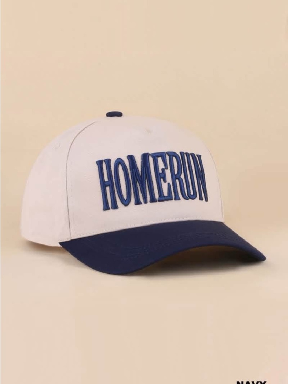 Zenana HOMERUN Embroidered Baseball Cap - White & Navy